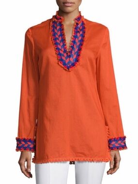 Tory Burch Orange Tunic with Blue Trim